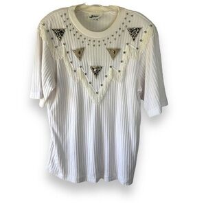 Vintage Joyce Western fringe style rib shirt